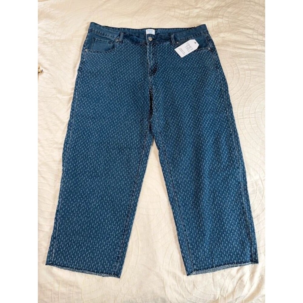 Time & Tru Women's High Rise Straight Crop Tweed Jeans Size 20